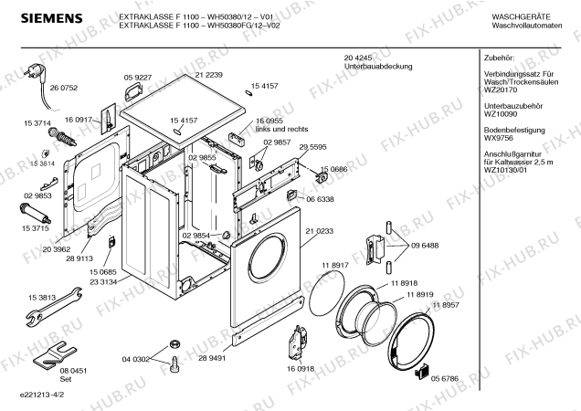 Схема №1 WH50380FG, EXTRAKLASSE F1100 с изображением Инструкция по эксплуатации для стиралки Siemens 00520752