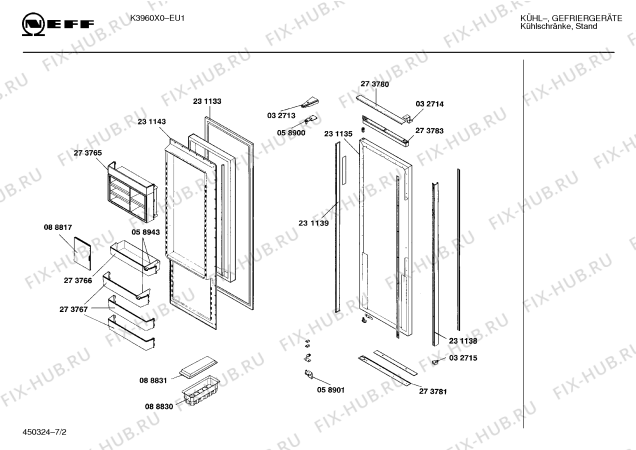 Схема №1 K3960X0 KD 600 с изображением Поднос для холодильника Bosch 00273767
