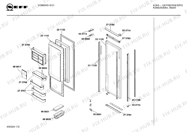 Схема №1 K3960X0 KD 600 с изображением Ванна для холодильной камеры Bosch 00273786