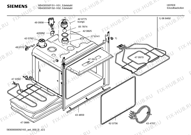 Схема №3 HB430550F с изображением Панель управления для духового шкафа Siemens 00434980