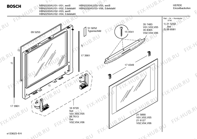 Схема №2 HBN2250AU с изображением Инструкция по эксплуатации для плиты (духовки) Bosch 00527420
