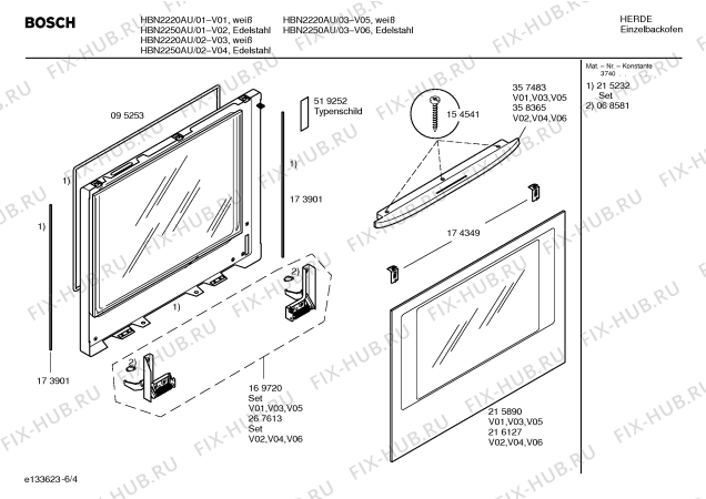 Взрыв-схема плиты (духовки) Bosch HBN2220AU - Схема узла 04