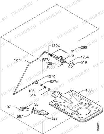 Взрыв-схема плиты (духовки) Electrolux EOG220W - Схема узла Functional parts 267