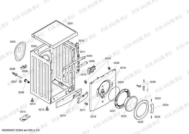 Взрыв-схема стиральной машины Lynx 4TS60080A - Схема узла 02