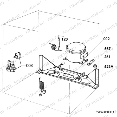 Взрыв-схема холодильника Faure FFX51400WA - Схема узла Cooling system 017