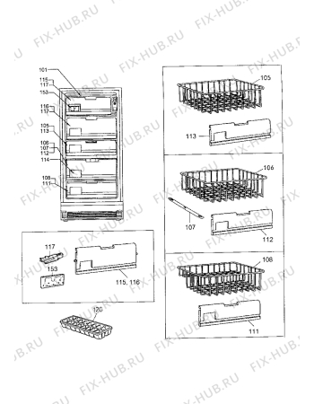 Взрыв-схема холодильника Electrolux EU2108C - Схема узла Internal parts