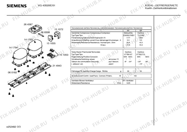 Взрыв-схема холодильника Siemens KG43S20IE - Схема узла 03