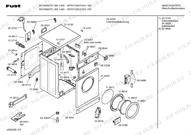 Схема №2 WFKFU05CH Fust Novamatic WA1450/WA1460 с изображением Вкладыш в панель для стиральной машины Bosch 00352069