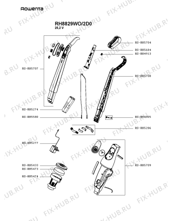 Схема №1 RH8829WO/2D2 с изображением Ручка для электропылесоса Rowenta RS-RH5708