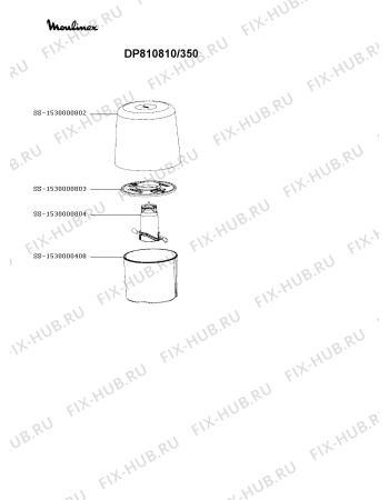 Взрыв-схема блендера (миксера) Moulinex DP810810/350 - Схема узла RP006000.3P2