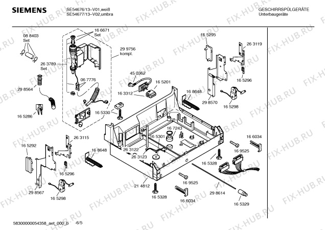 Взрыв-схема посудомоечной машины Siemens SE54676 EXTRAKLASSE - Схема узла 05