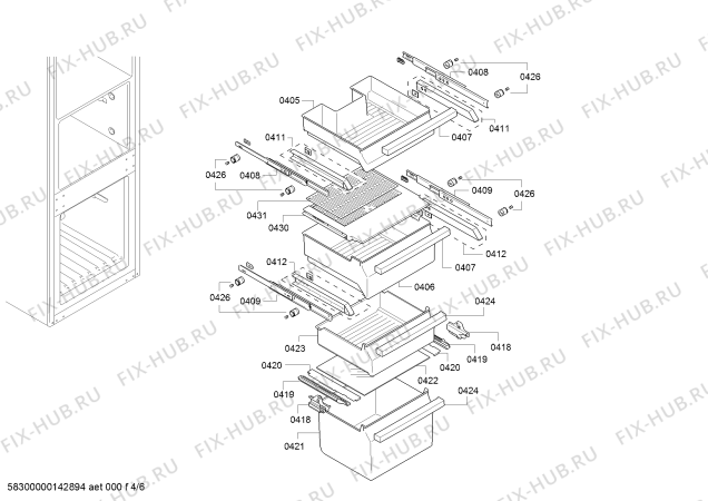 Схема №2 KI39FP60RU с изображением Ремкомплект для холодильной камеры Bosch 00701387