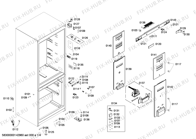 Схема №1 KG46NAI10J с изображением Дверь для холодильной камеры Siemens 00247609