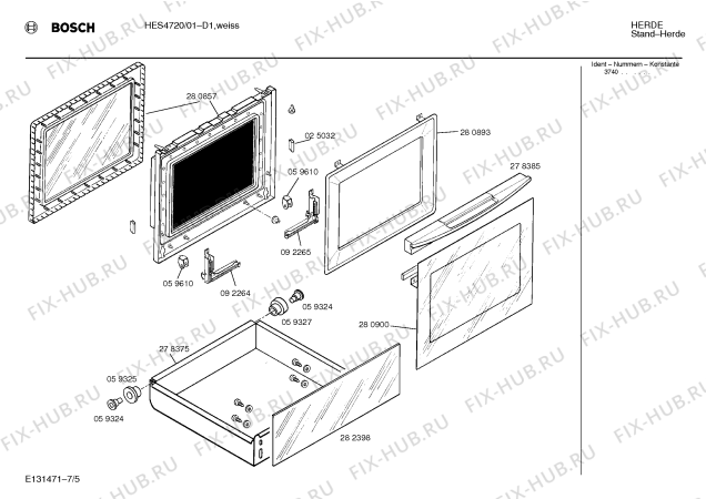 Схема №2 HEP4720 с изображением Панель для духового шкафа Bosch 00280899