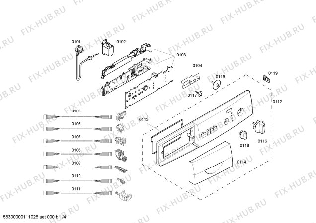 Схема №1 WFO2460FR Bosch Maxx WFO2460  electronique с изображением Панель управления для стиральной машины Bosch 00435675