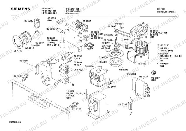 Взрыв-схема микроволновой печи Siemens HF650431 - Схема узла 04