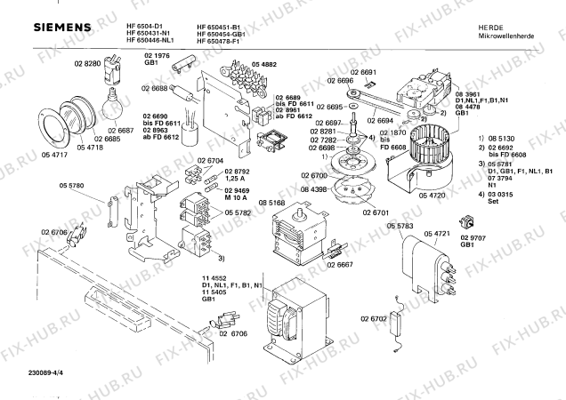 Взрыв-схема микроволновой печи Siemens HF650451 - Схема узла 04