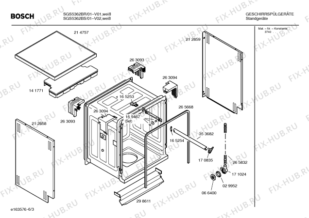 Взрыв-схема посудомоечной машины Bosch SGS5362BR - Схема узла 03