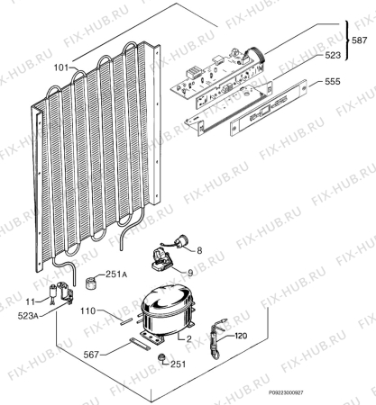 Взрыв-схема холодильника Aeg AG872 50 - Схема узла Cooling system 017