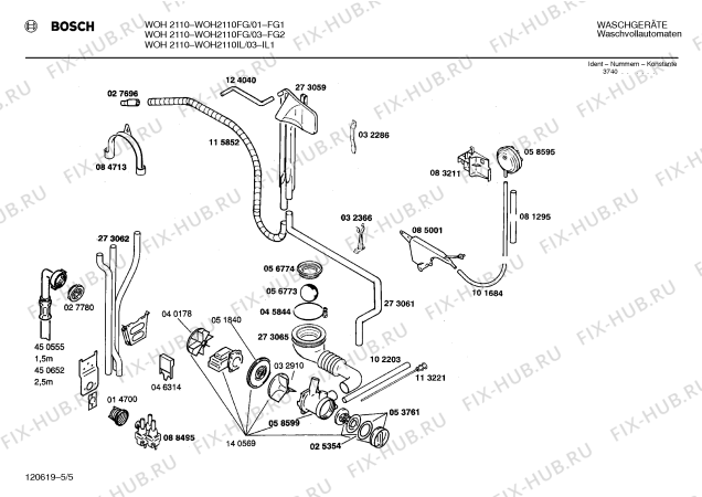 Взрыв-схема стиральной машины Bosch WOH2110IL, WOH2110 - Схема узла 05