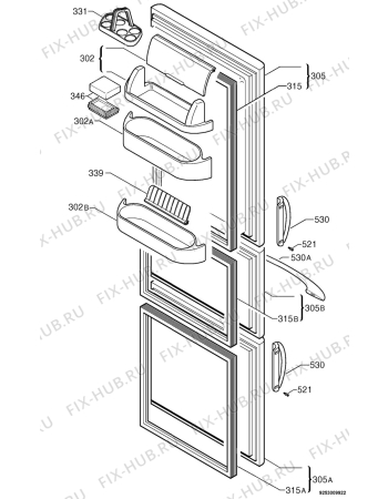 Взрыв-схема холодильника Electrolux ERH3620X - Схема узла Door 003