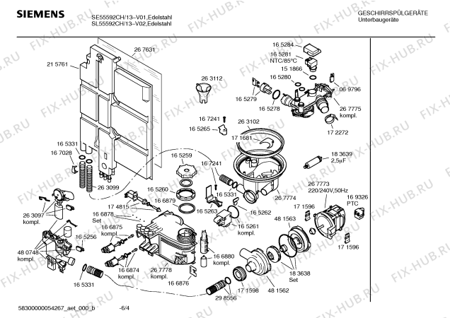 Взрыв-схема посудомоечной машины Siemens SL55592CH - Схема узла 04