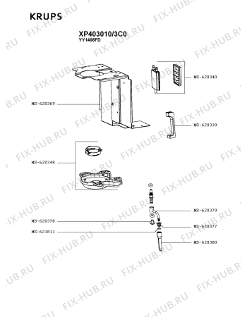 Взрыв-схема кофеварки (кофемашины) Krups XP403010/3C0 - Схема узла 3P003470.7P5