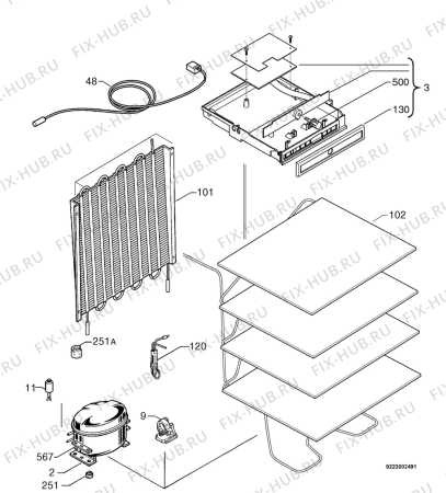 Взрыв-схема холодильника Zanussi Electrolux ZEF110W - Схема узла Cooling system 017