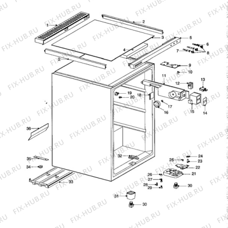 Взрыв-схема холодильника Zanussi ZVC35 - Схема узла Cabinet + armatures