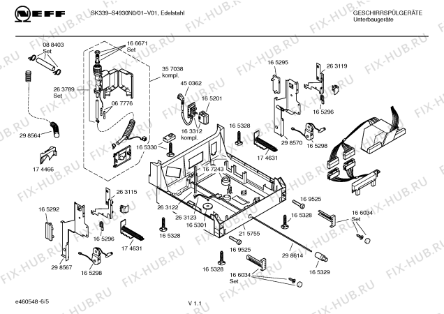 Взрыв-схема посудомоечной машины Neff S4930N0, SK339 - Схема узла 05