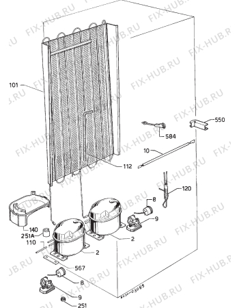 Взрыв-схема холодильника Rex FI22/102CF - Схема узла Cooling system 017