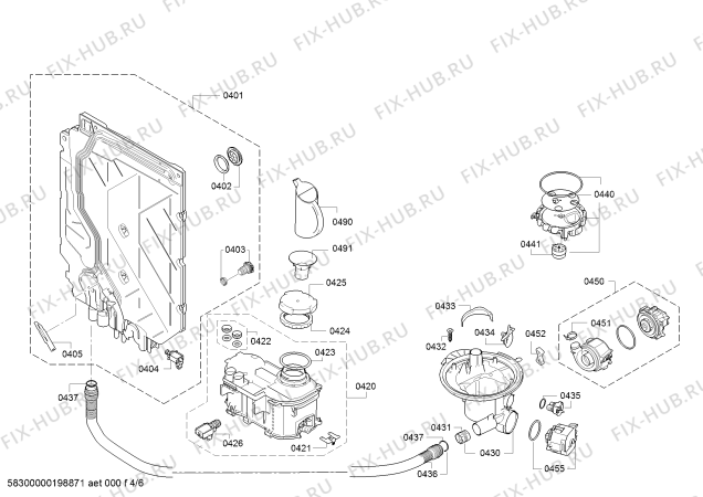 Взрыв-схема посудомоечной машины Siemens SX636X01KE - Схема узла 04