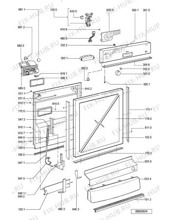 Схема №1 ADP 4962 IX с изображением Обшивка для посудомойки Whirlpool 481245371725