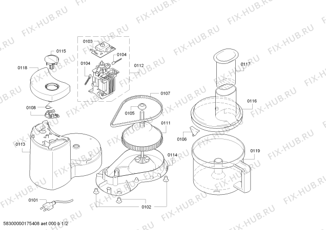 Схема №2 MCM20755 с изображением Корпус для электрокомбайна Bosch 00790749