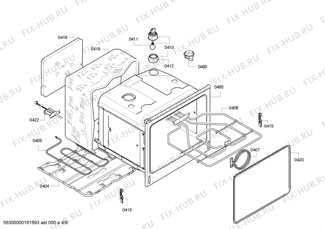 Схема №4 HBM56B551B с изображением Модуль управления, запрограммированный для духового шкафа Bosch 00657715