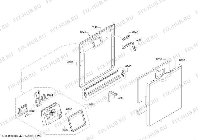 Взрыв-схема посудомоечной машины Bosch SMS63L02TR SilencePlus - Схема узла 02