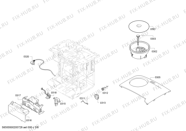 Схема №2 TE657319RW EQ.6 plus s700 с изображением Модуль управления, запрограммированный для кофеварки (кофемашины) Siemens 12020401