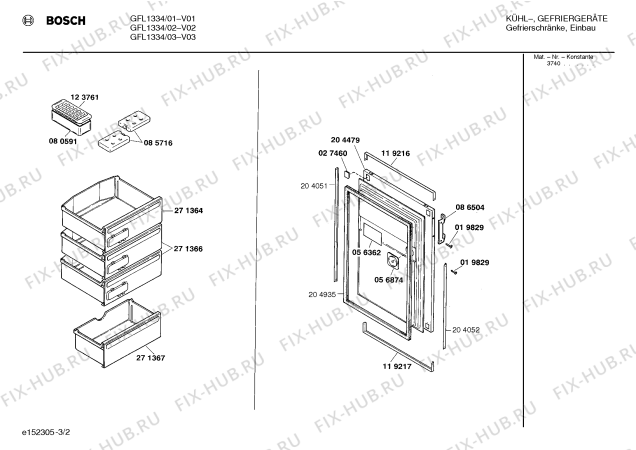 Взрыв-схема холодильника Bosch GFL1334 - Схема узла 02