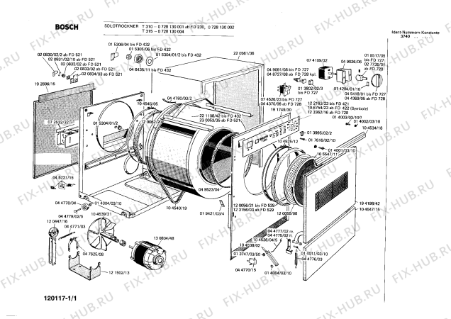 Схема №1 0728130001 T310 с изображением Микрофильтр Bosch 00104530