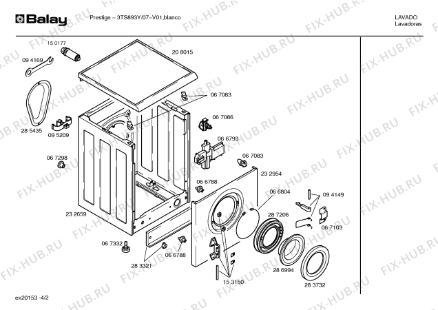 Взрыв-схема стиральной машины Balay 3TS893Y PRESTIGE Li - Схема узла 02