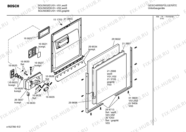 Взрыв-схема посудомоечной машины Bosch SGU5632EU - Схема узла 02