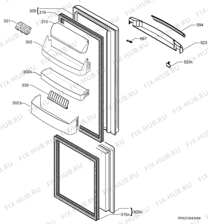 Взрыв-схема холодильника Electrolux SB323N14 - Схема узла Door 003