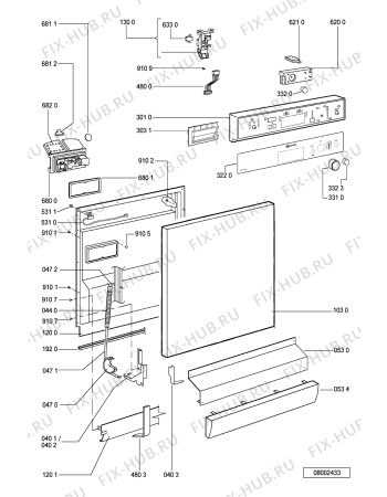 Схема №1 GSFS 2551 WS с изображением Блок управления для посудомойки Whirlpool 481221838142