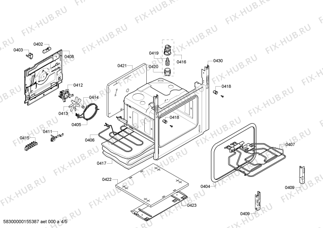 Взрыв-схема плиты (духовки) Bosch HCE722120F - Схема узла 04