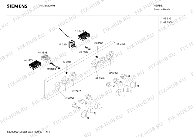 Взрыв-схема плиты (духовки) Siemens HN321200 - Схема узла 04