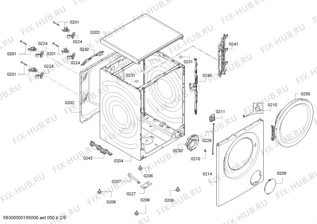 Взрыв-схема стиральной машины Bosch WAY28591 Home Professional Made in Germany - Схема узла 02