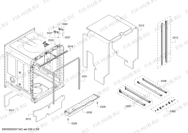 Взрыв-схема посудомоечной машины Bosch SHV863WB3N, SilencePlus 44 dBA - Схема узла 03