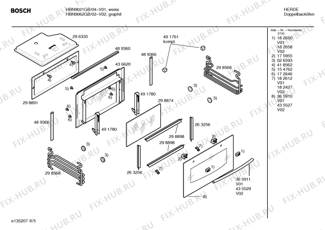 Схема №4 U1320B2GB с изображением Внутренняя дверь для плиты (духовки) Bosch 00436620