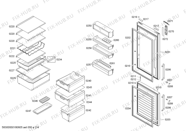 Взрыв-схема холодильника Bosch KGN39XI42 - Схема узла 02