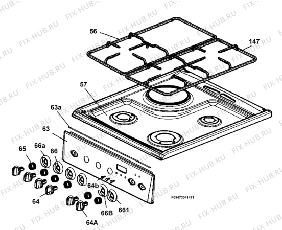 Взрыв-схема плиты (духовки) Electrolux EKM513501X - Схема узла Section 4